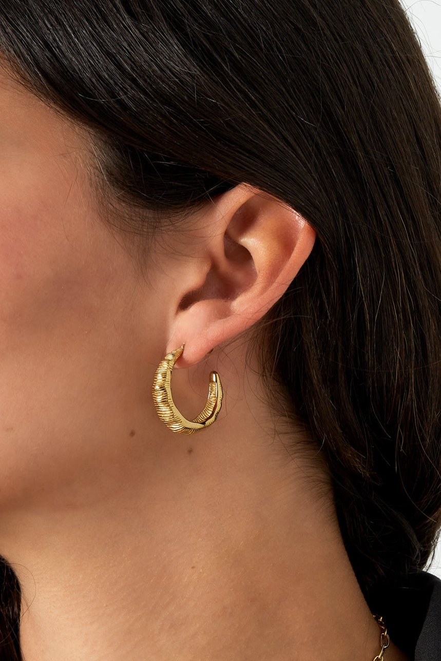 Textured Hoops oorbellen - Goud