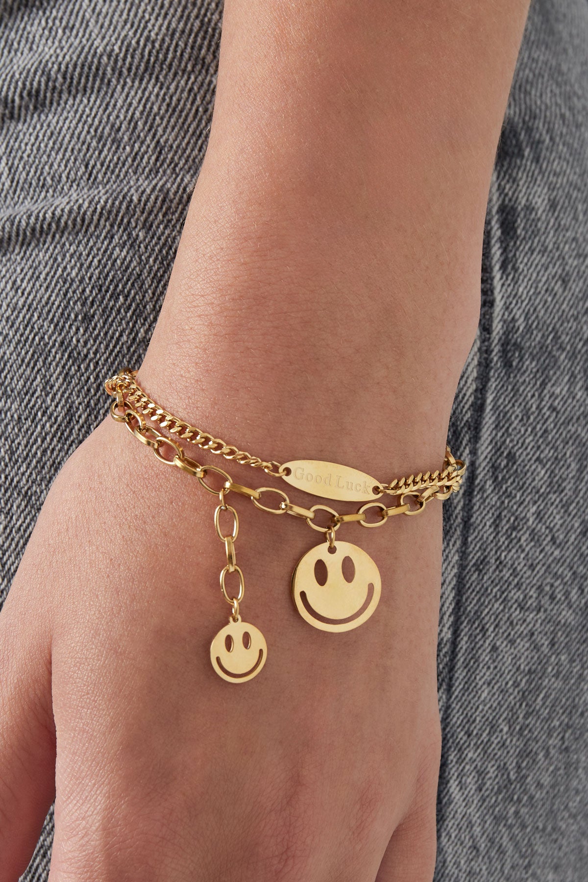 Smiley Armband - Goud