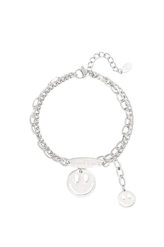 Smiley armband - Zilver